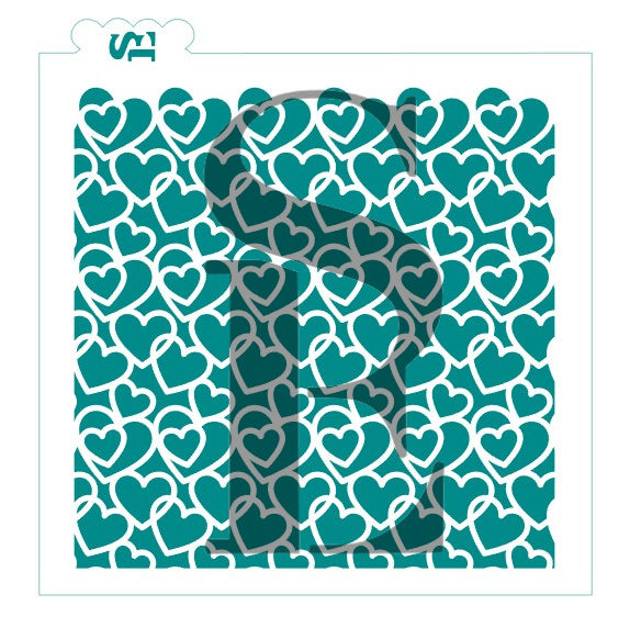 Lace Hearts Background Digital Design Cookie Stencil