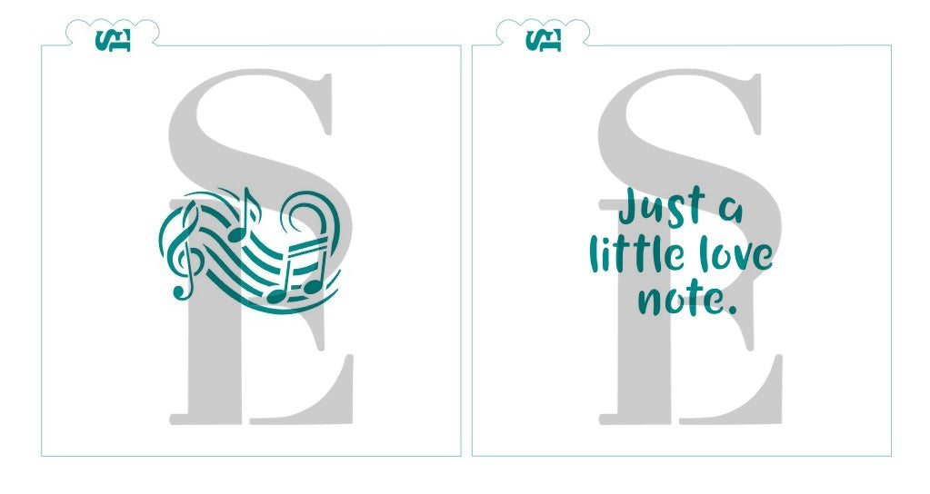 Just A Little Love Note and Music Notes Swirl Stencil Bundle