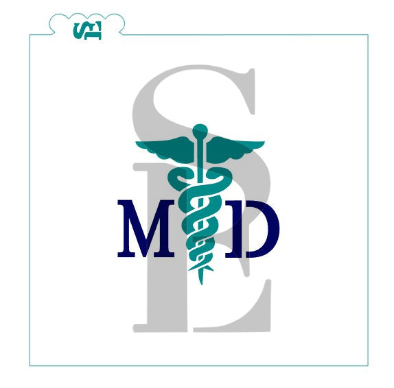 Medical Caduceus MD RN NP PA RM, Single and Layered Digital Design Cookie Stencil
