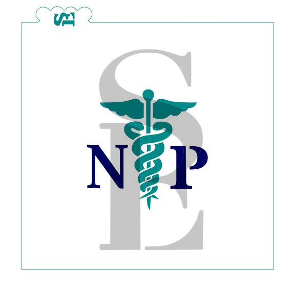 Medical Caduceus MD RN NP PA RM, Single and Layered Digital Design Cookie Stencil