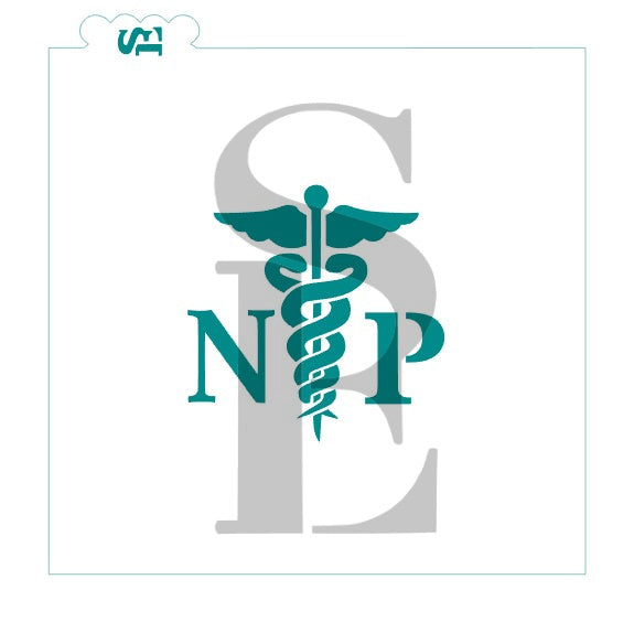 Medical Caduceus MD RN NP PA RM, Single and Layered Digital Design Cookie Stencil
