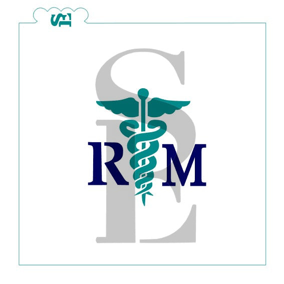 Medical Caduceus MD RN NP PA RM, Single and Layered Digital Design Cookie Stencil