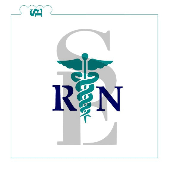 Medical Caduceus MD RN NP PA RM, Single and Layered Digital Design Cookie Stencil