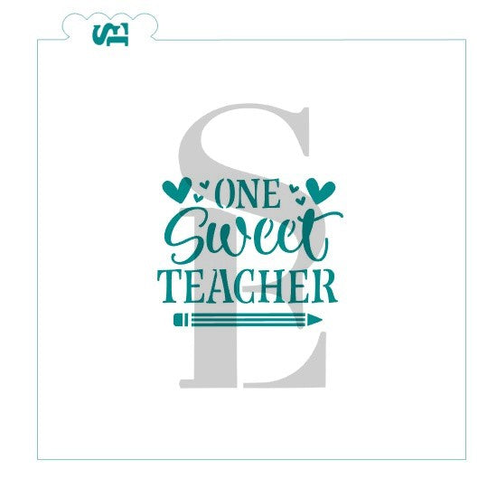 One Sweet Teacher w/ Pencil Cookie Stick Stencil for Cookies, Cakes & Culinary