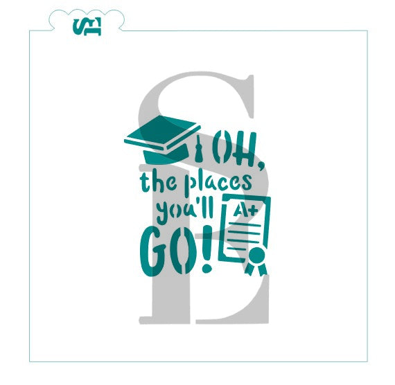 Oh The Places You'll Go Digital Design Cookie Stencil