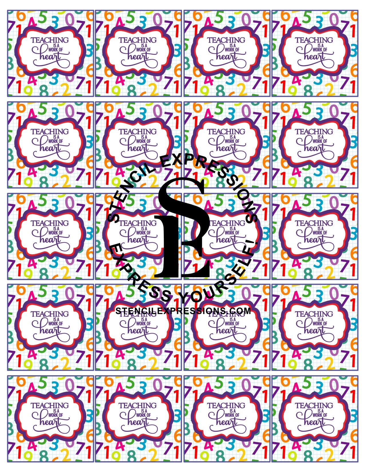 Teaching Is A Work Of Heart School Theme Treats Print Your Own Packaging Bundle: Treats Cards and Gift Tags
