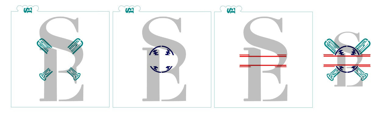 Baseball Bats and banner monogram cookie stencil