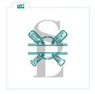Baseball Bats and banner monogram cookie stencil