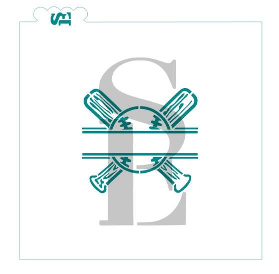 Baseball Bats and banner monogram cookie stencil