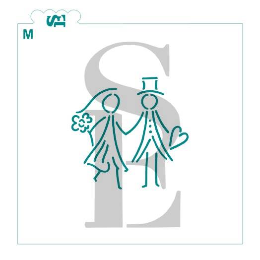Wedding Couple Stick Figures #1 Stencil