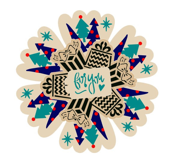 Boho Trees and Gifts Platter 6 Pc Digital Design