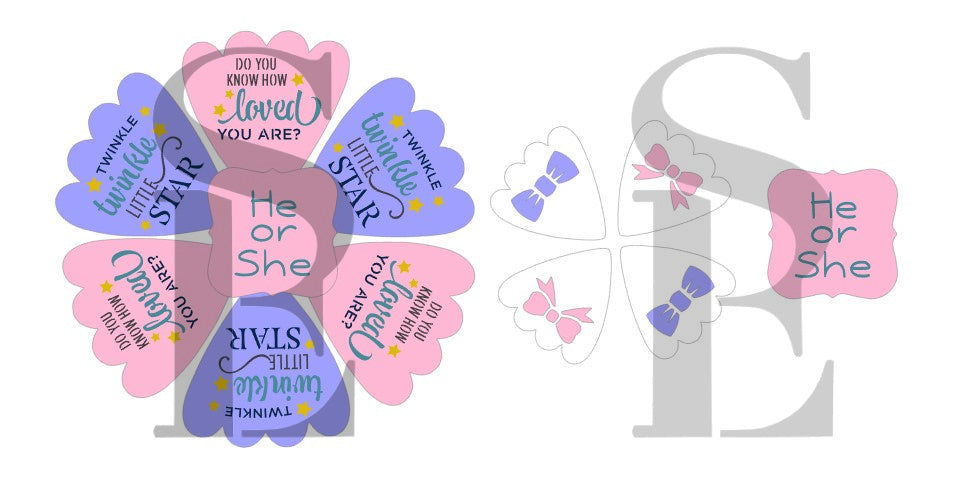 Twinkle Twinkle Little Star Baby Platter 4 pc Set Digital Design Cookie Stencil