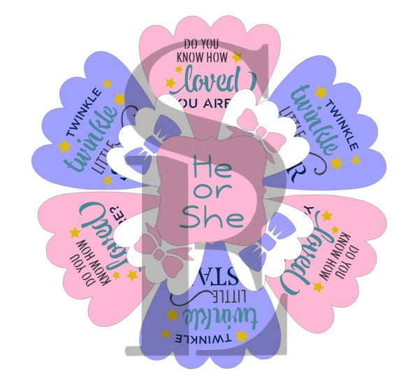 Twinkle Twinkle Little Star Baby Platter 4 pc Set Digital Design Cookie Stencil