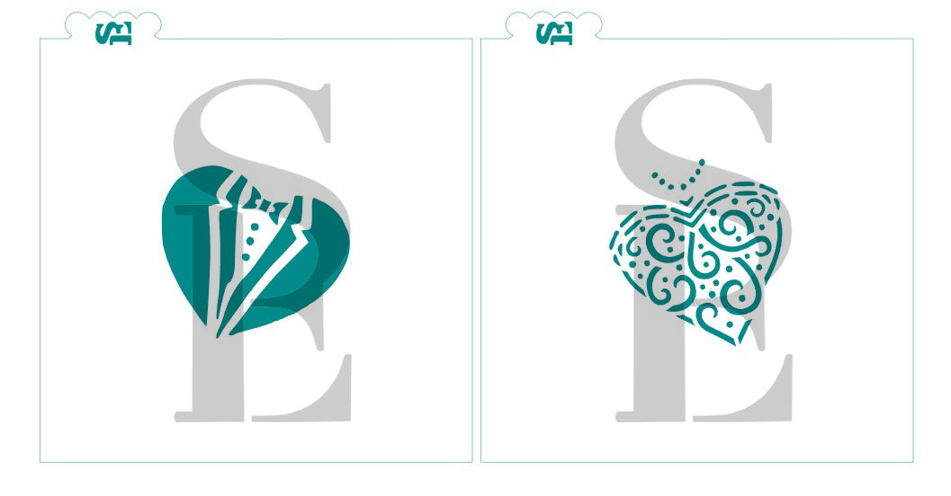 Bride and Groom Heart Busts Digital Design cookie stencil