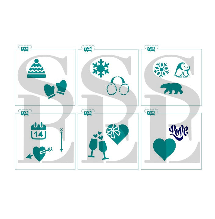 Winter and Valentines Minis Set of 6 Digital Design