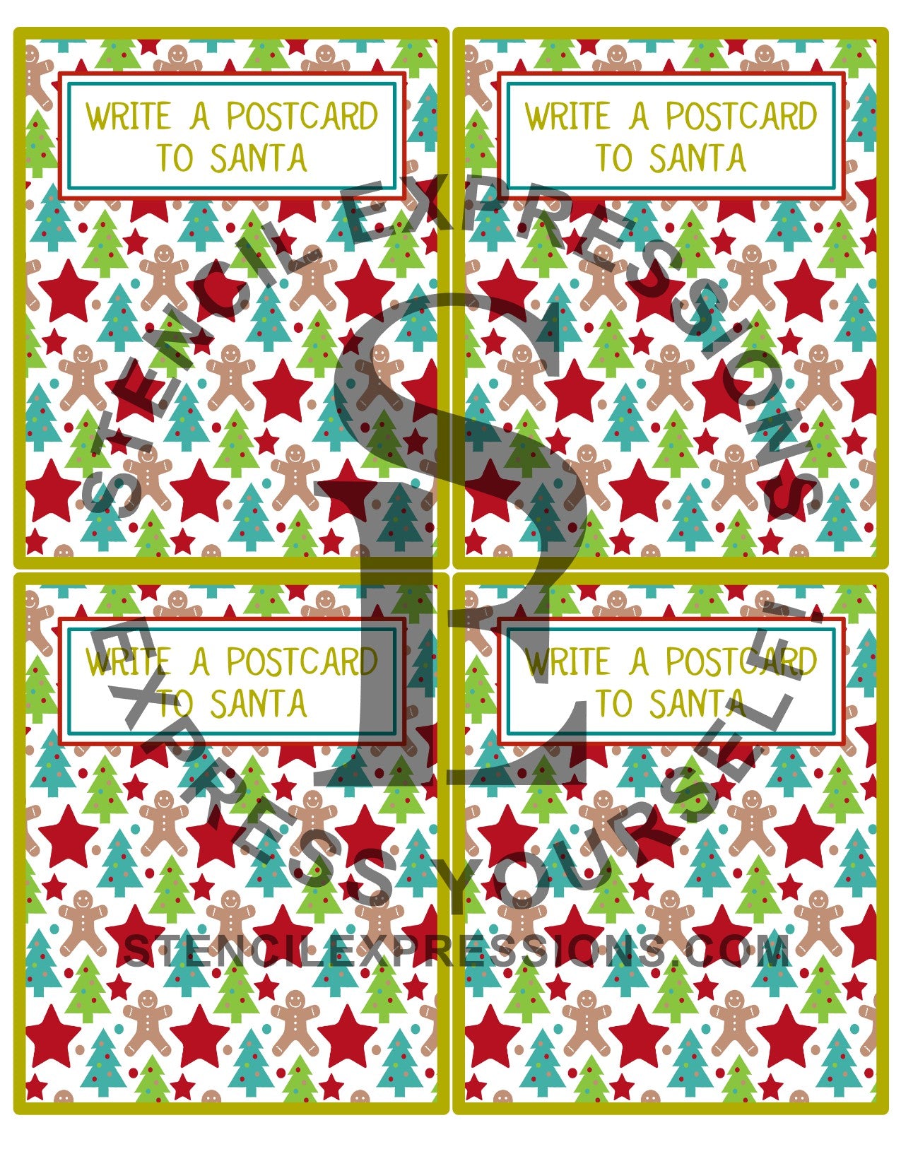 Dear Santa Postcard / Letter Layered Digital Design 