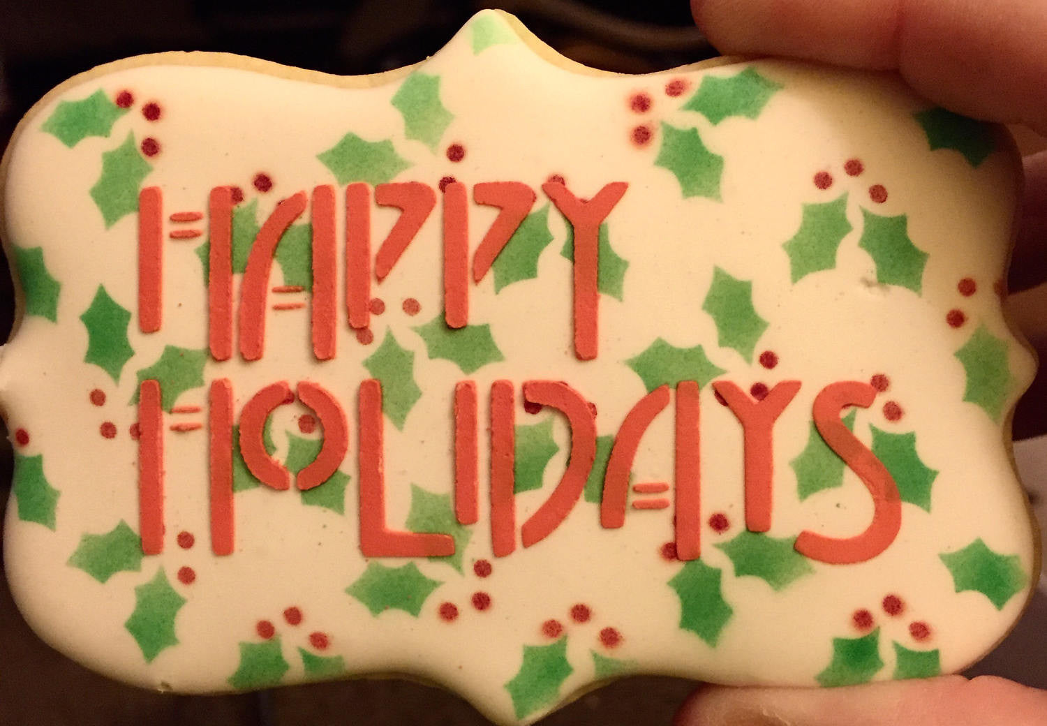 Happy Holidays Modern Greeting Stencil for Cookies, Cakes & Culinary