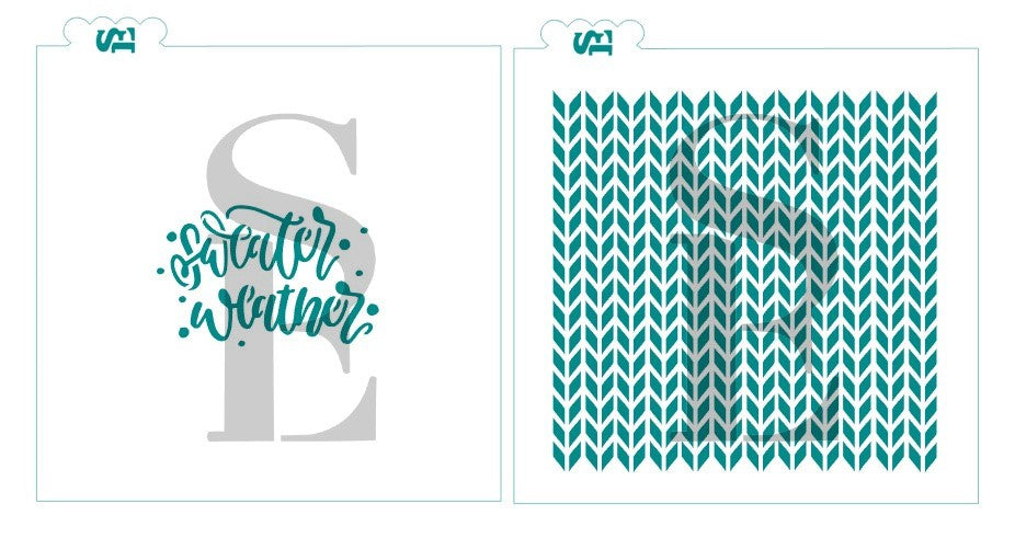 Sweater Weather, Cable & Knit Sweater Background 3-Stencil Bundle Digital Design
